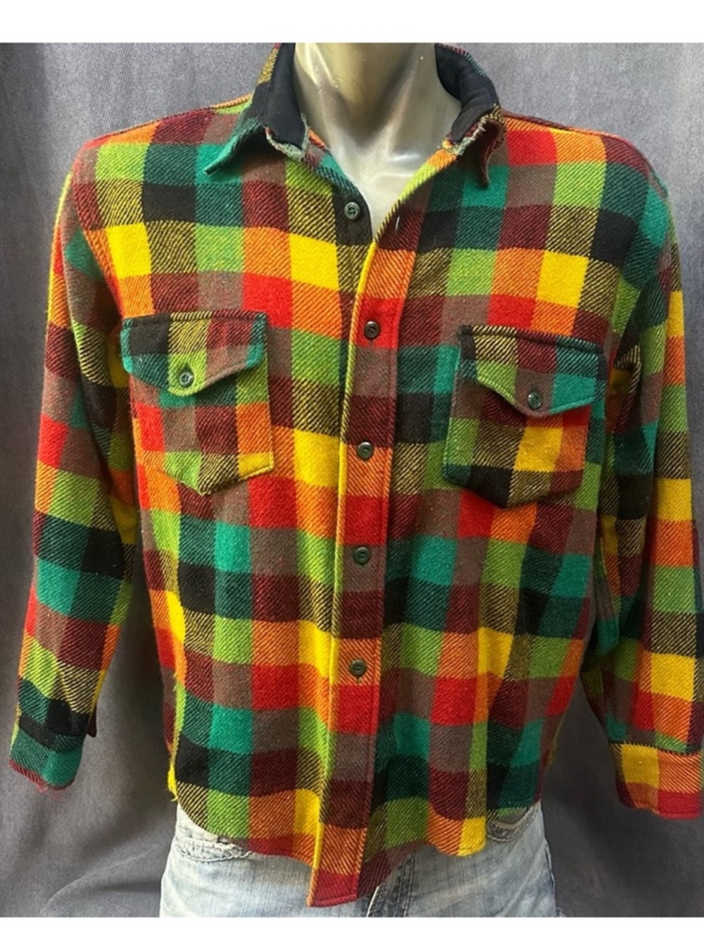 Vintage plaid flannel shirt men’s distressed